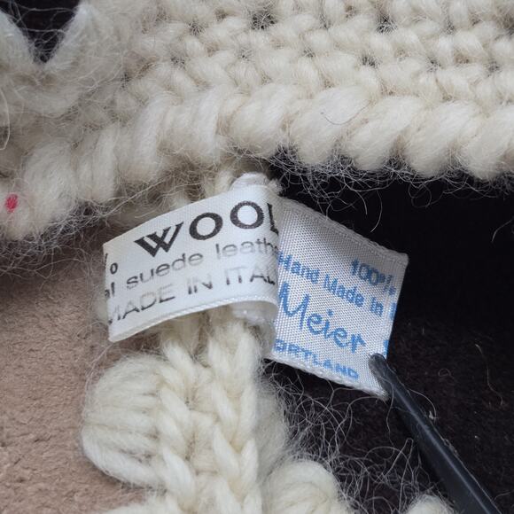 Vintage Suede & Knit Wool Aviator-Style Winter Hat Made In Italy - Picture 7 of 8